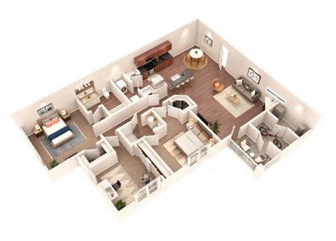 3 Bed 2 Bath Floor Plan with 1,390 Sq. Ft. at SomerHill Farms Apartments, Virginia , 20155